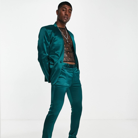 ASOS Other - ASOS DESIGN Men’s Tapered Satin Dark Green Pants